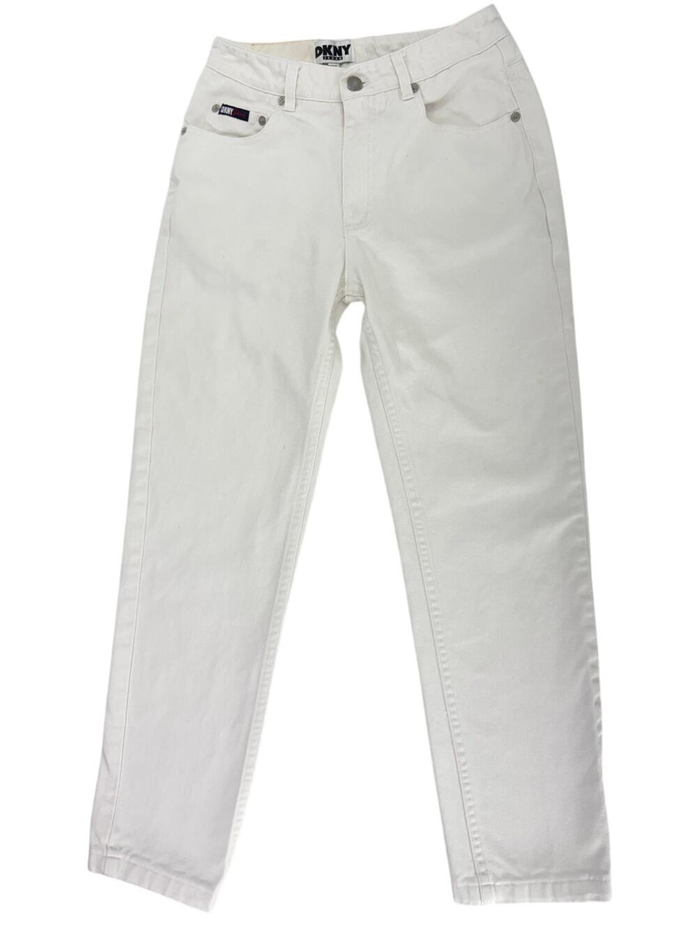 Vintage 2000s Women's 4 White Crop Jeans Cotton Straight Leg Ankle Denim Pants